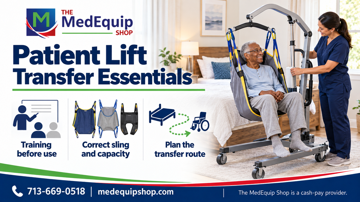 Patient Lift Transfer Essentials — article cover infographic