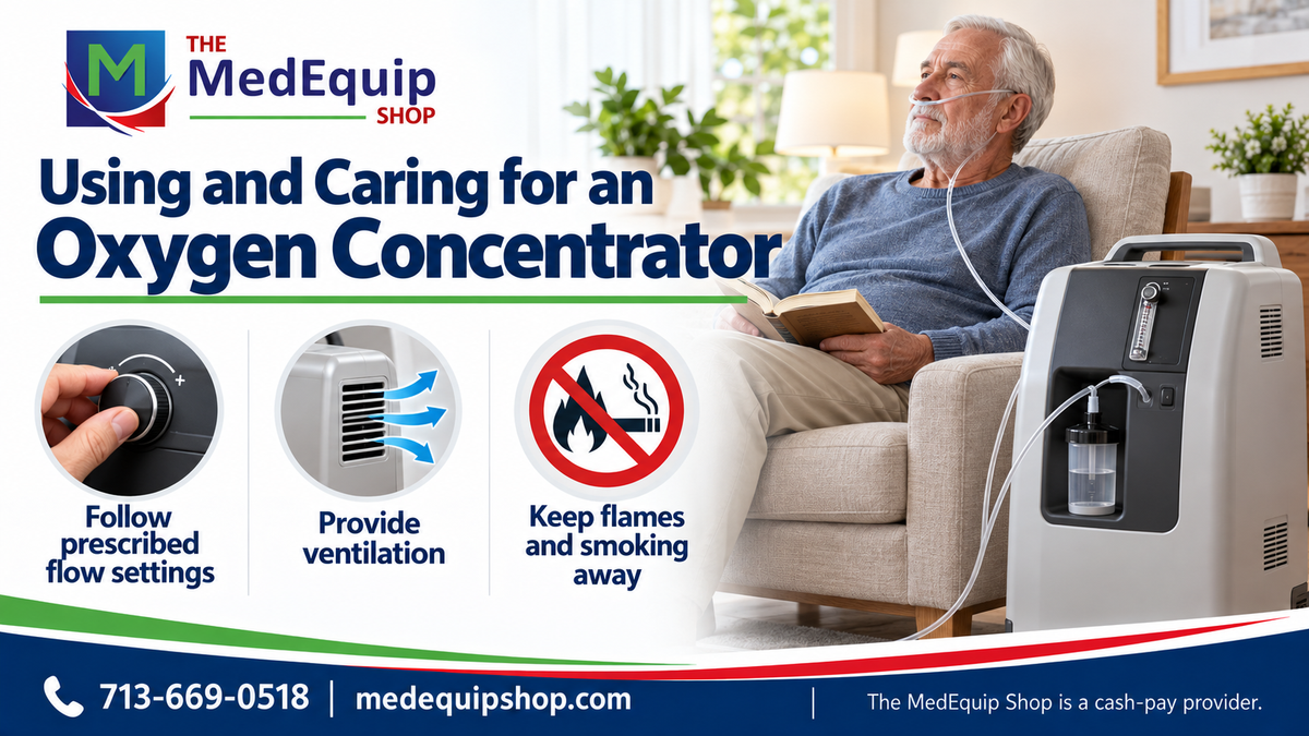 Using and Caring for an Oxygen Concentrator — article cover infographic