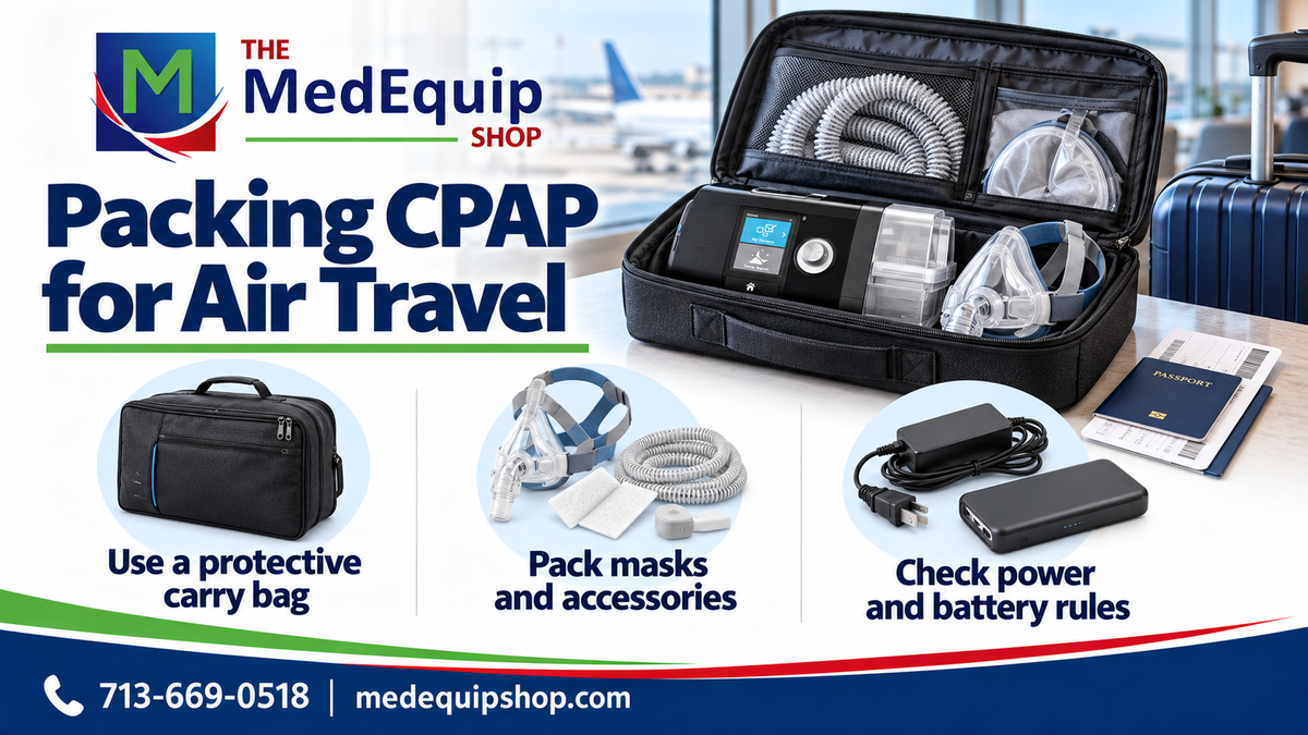 Packing CPAP for Air Travel — article cover infographic