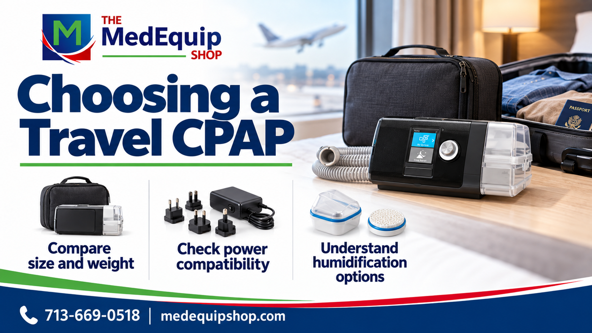Choosing a Travel CPAP — article cover infographic