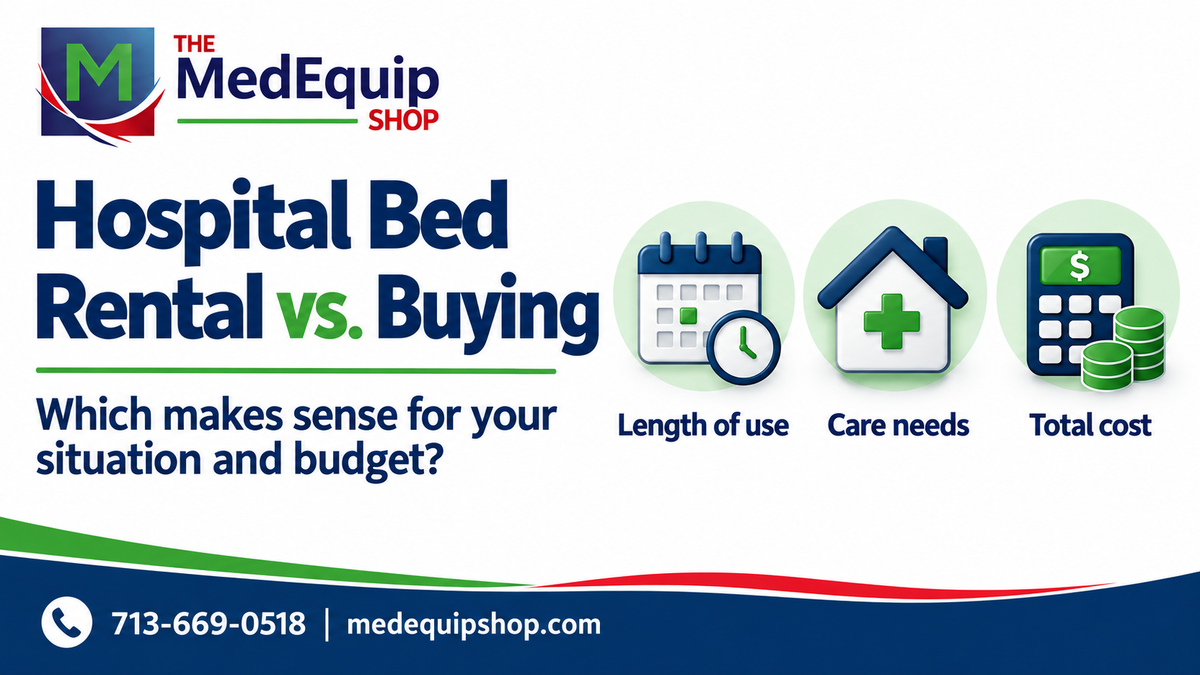 Hospital bed rental vs. buying: compare length of use, care needs and total cost with The MedEquip Shop in Houston.