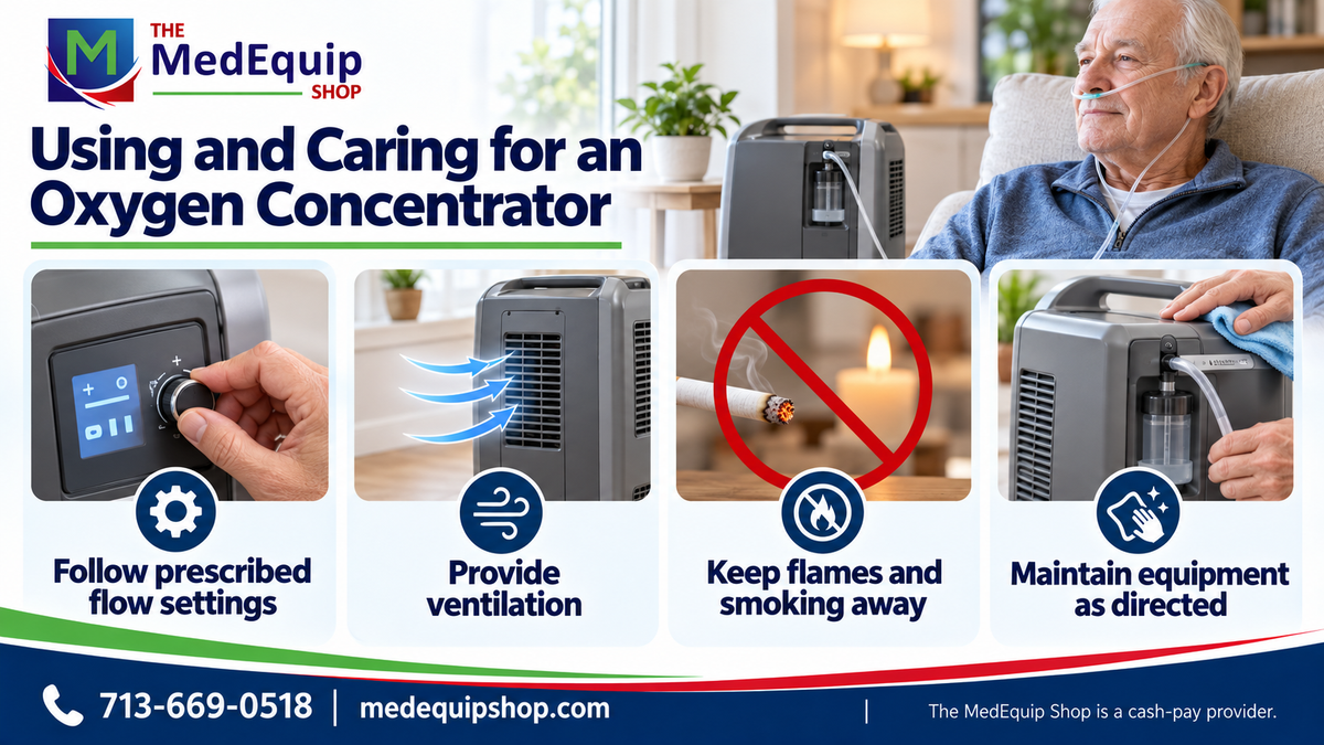 Using and Caring for an Oxygen Concentrator — article infographic infographic