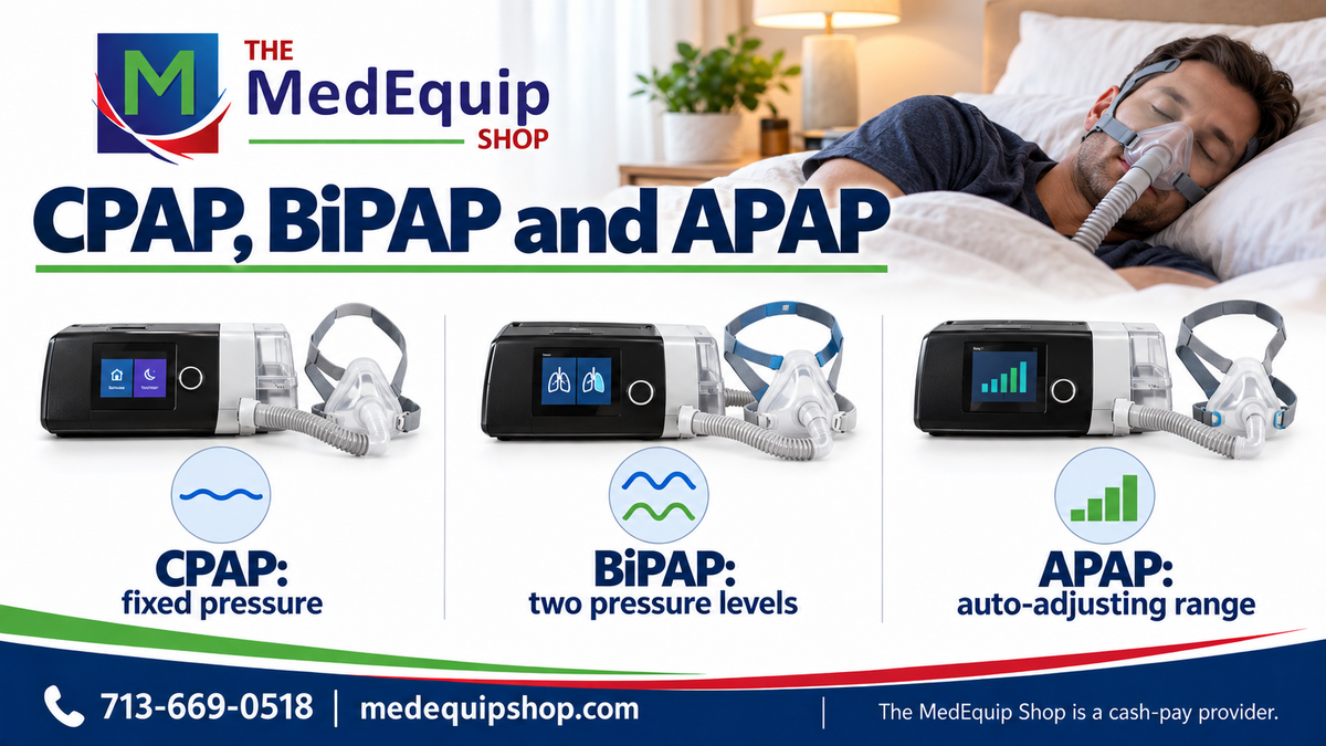 CPAP, BiPAP and APAP — article cover infographic