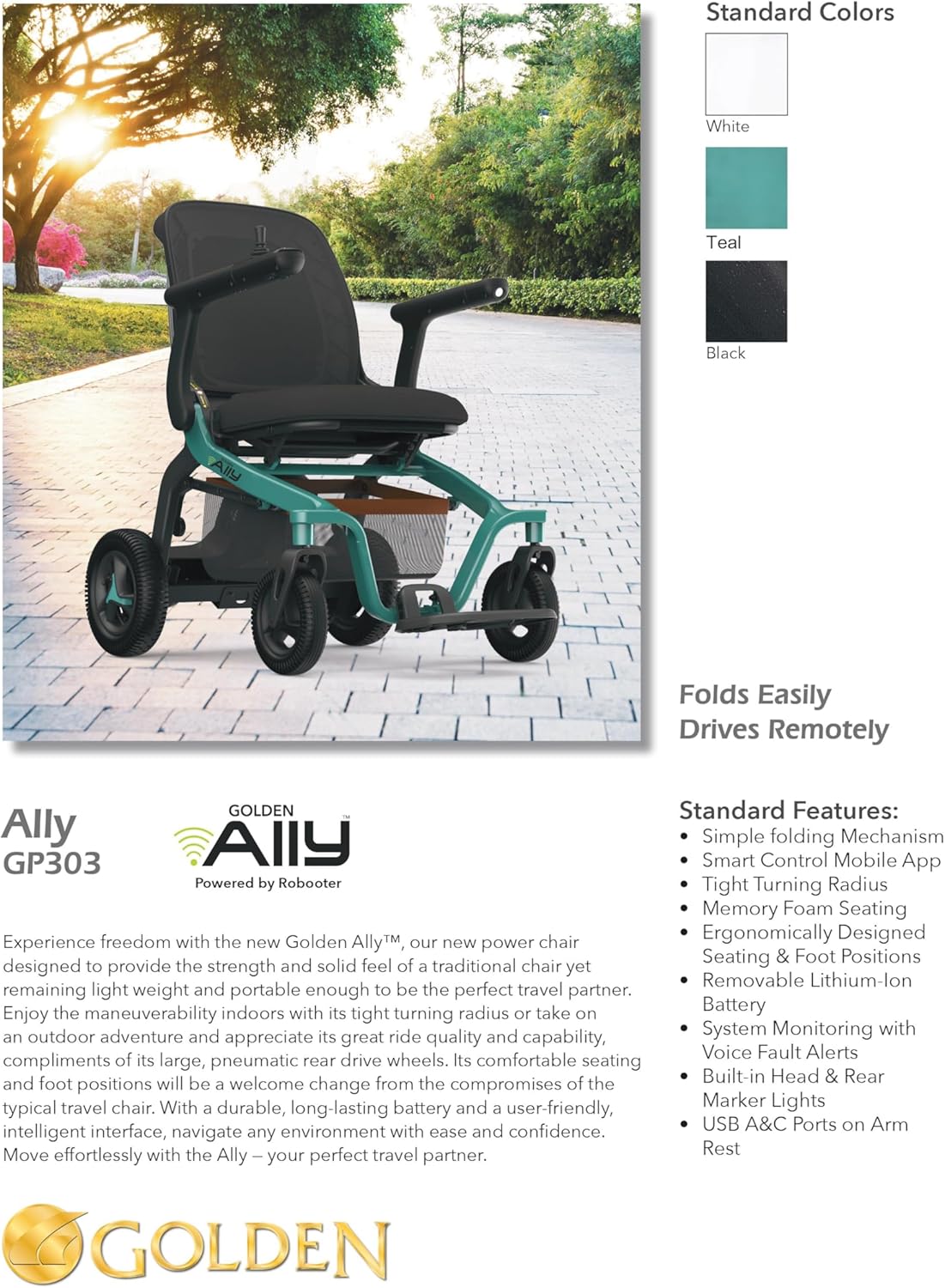 Golden Technologies - Ally Folding Power Wheelchair - MedEquip ShopPortable Travel Power Wheelchairs