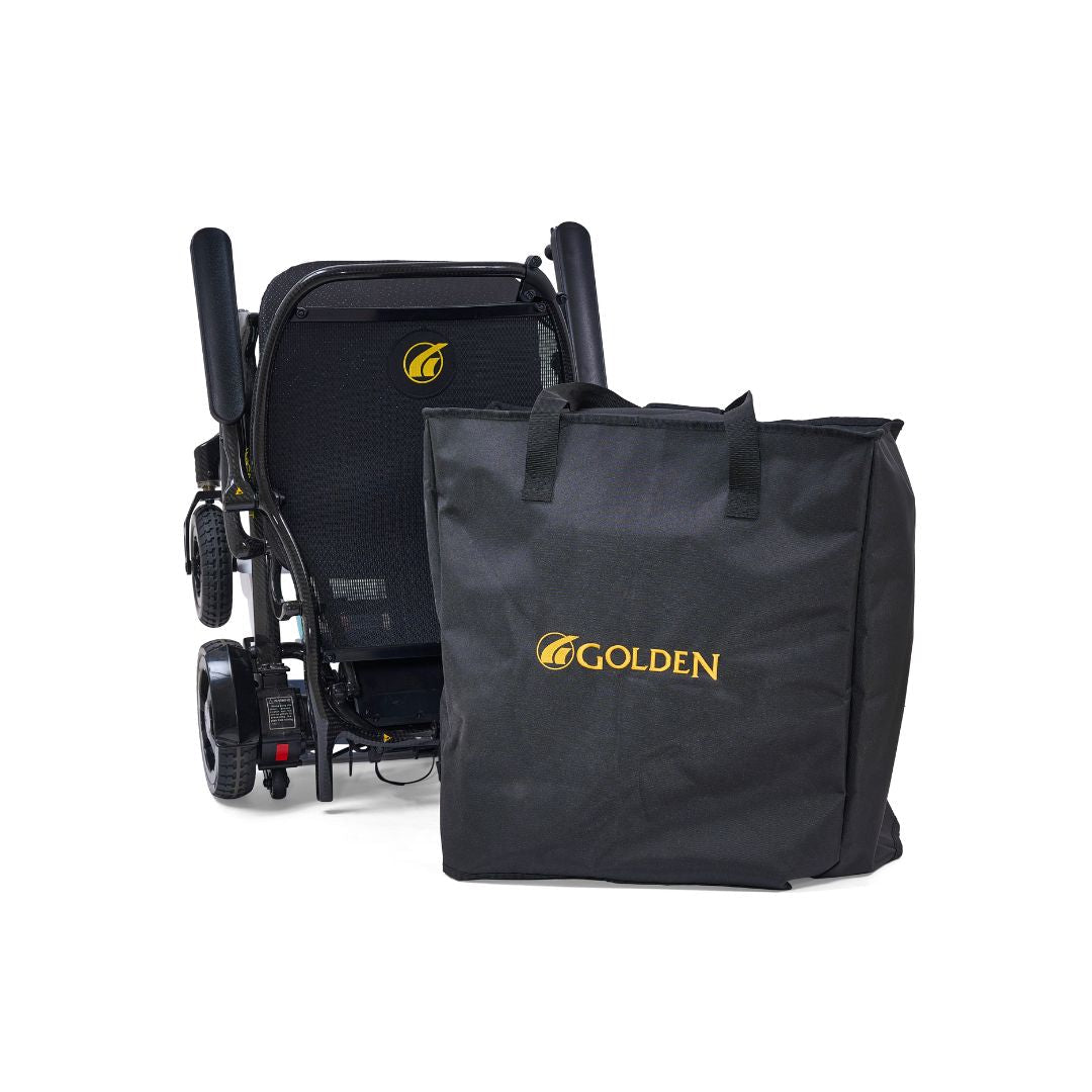 Golden technology Cricket - Foldable Power Wheelchair - Carbon Fiber - MedEquip ShopPortable Travel Power WheelchairsGP302B-STD-CAR-BLK