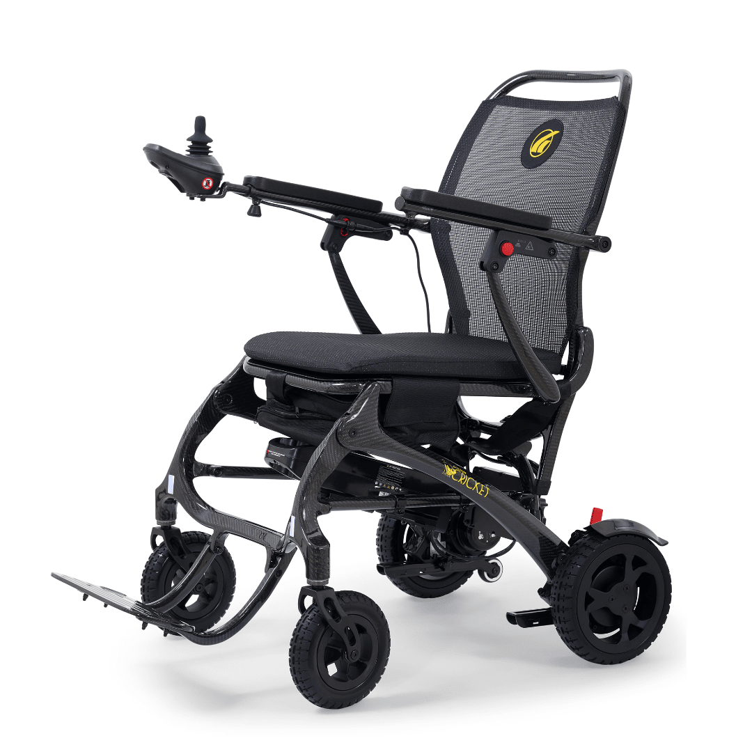 Golden technology Cricket - Foldable Power Wheelchair - Carbon Fiber - MedEquip ShopPortable Travel Power WheelchairsGP302B-STD-CAR-BLK