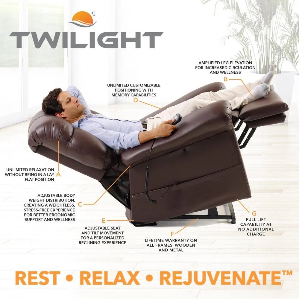 Golen tech lift chair R519 Medium Large Brisa Coffee Bean KD Cloud Supreme with Twilight - MedEquip ShopLift ChairsPR519-MLA-SKD-UCB
