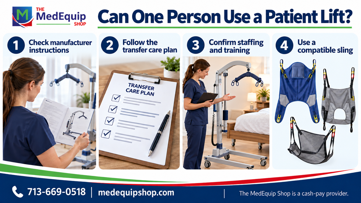 Can One Person Use a Patient Lift? — illustrated key points