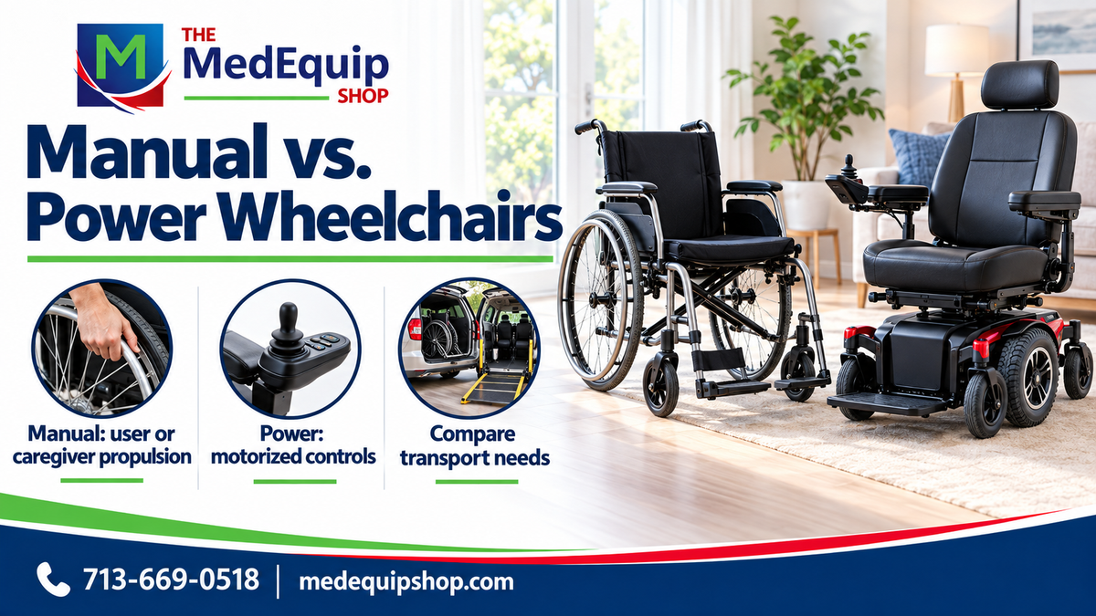 Manual vs. Power Wheelchairs — illustrated article cover
