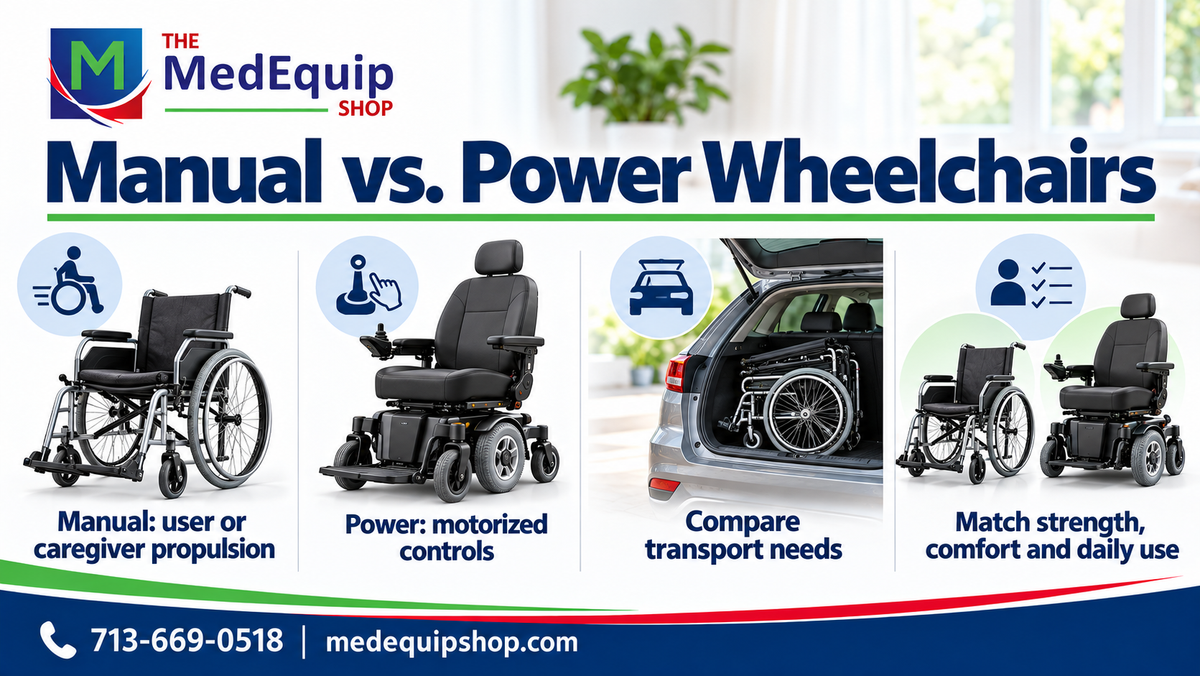 Manual vs. Power Wheelchairs — illustrated article summary