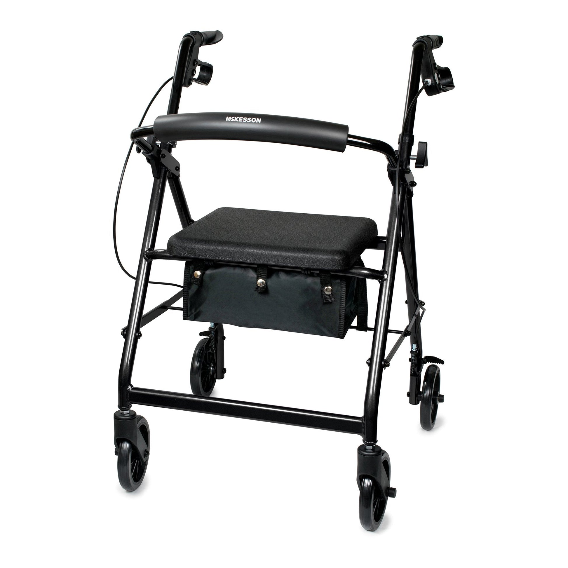 Mckesson 4 Wheel Rollator McKesson Black Adjustable Height / Folding Aluminum Frame 146-R726BK - MedEquip ShopMobility146-R726BK