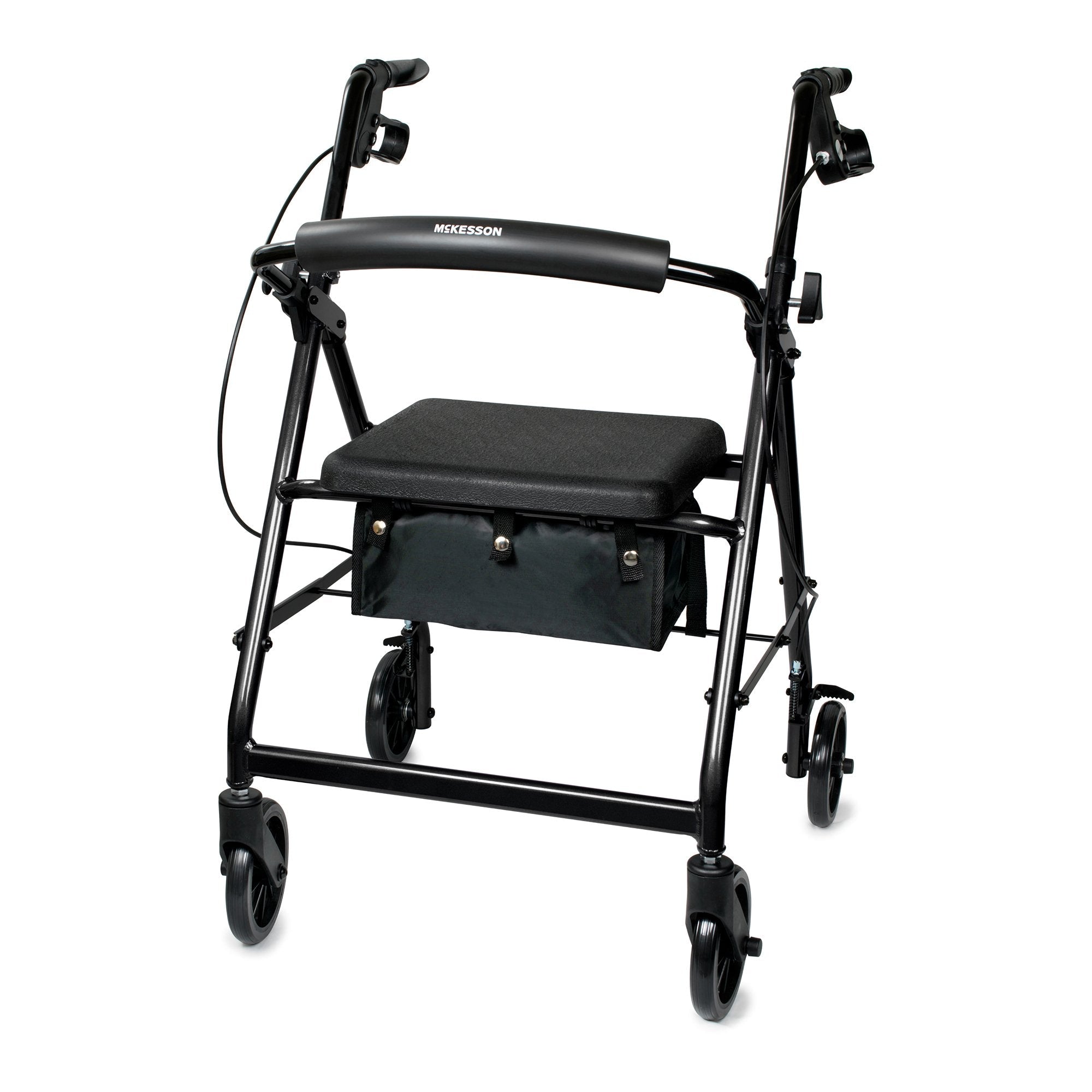 Mckesson 4 Wheel Rollator McKesson Black Adjustable Height / Folding Aluminum Frame 146-R726BK - MedEquip ShopMobility146-R726BK