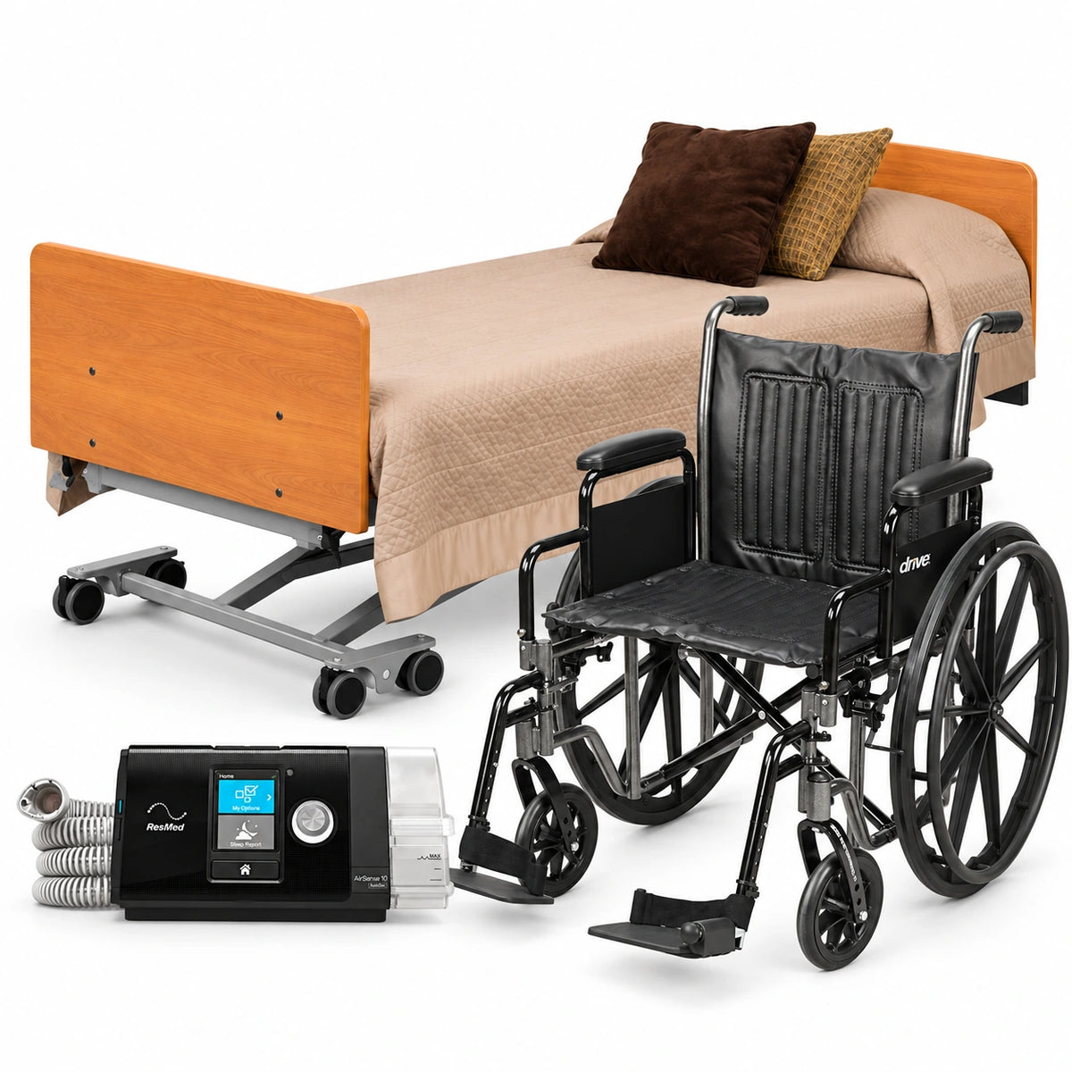Drive hospital bed, Drive wheelchair and ResMed CPAP equipment