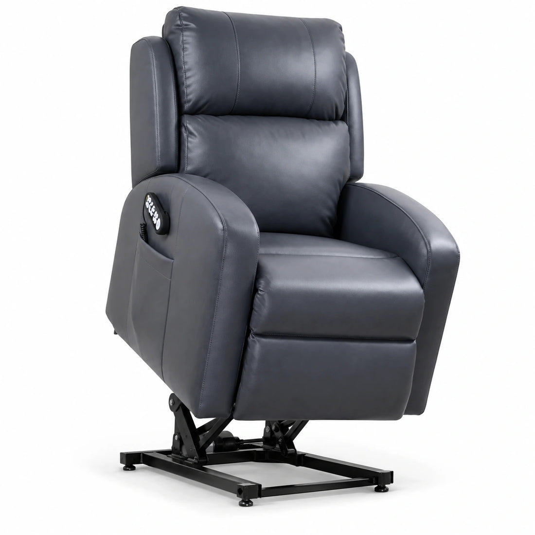 Golden PR764 EZ Sleeper Slim with Twilight in slate gray upholstery shown in the raised lift position on a white background