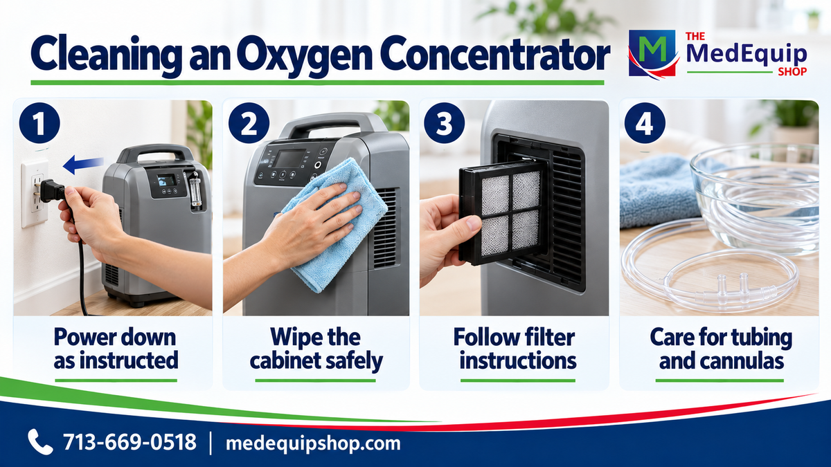 Cleaning an Oxygen Concentrator — article infographic infographic
