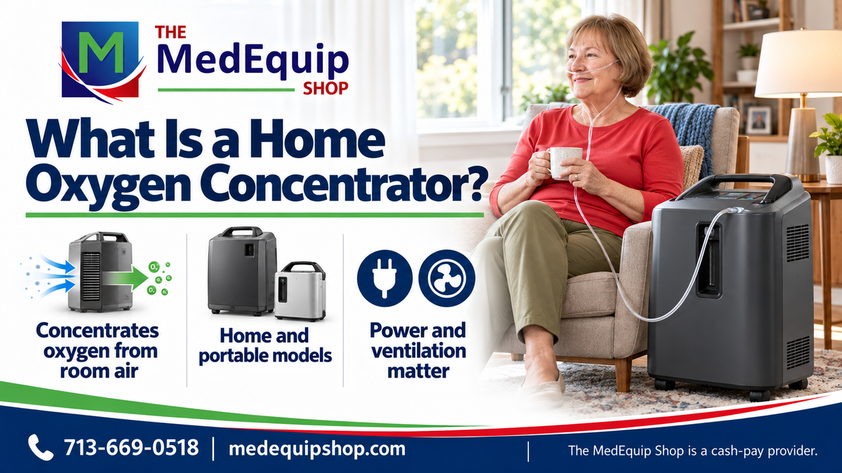 What Is a Home Oxygen Concentrator? — article cover infographic